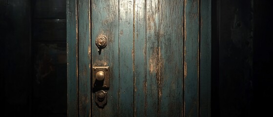 Old blue door, dark room, mystery, suspense, thriller film