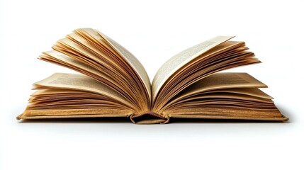Fototapeta premium Open Book: A Gateway to Knowledge and Stories. Explore the worlds within the pages of an antique book, revealing tales of wisdom and learning.