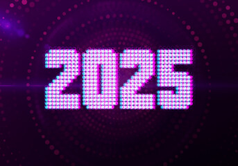 3d Rendering illustration of a pink pixel 2025 design