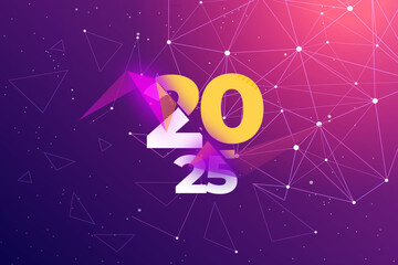 3d Rendering illustration of a multicolored 2025 design