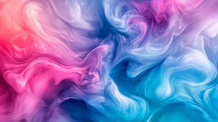Abstract colorful swirls of vibrant pink, blue, and white paint mixing in water.
