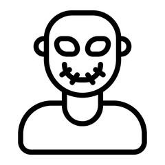 Stitched Mouth Face Line Icon