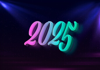 3d rendering illustration of a colorful staged 2025 design