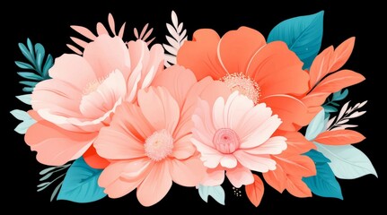 Fototapeta premium Vibrant Floral Arrangement with Botanical Elements in High Detail and Rich Colors