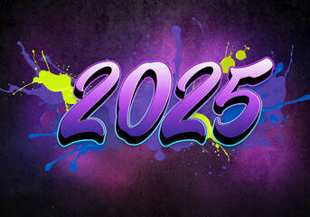 3d illustration of 2025 graffiti design
