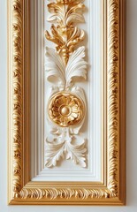 Gold ornate wall panel detail, interior design, luxury home