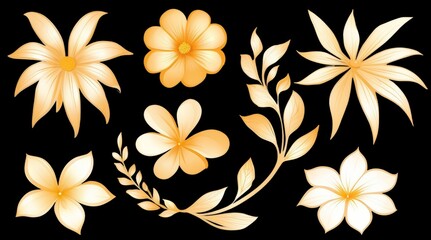 High Detailed Vibrant Botanical Floral Elements for Elegant Designs and Artwork