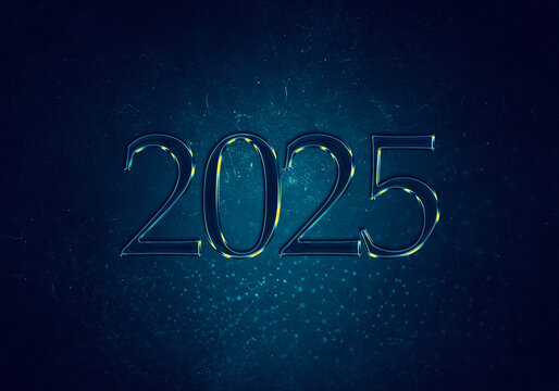 3d Rendering Illustration of a dark glassy marble 2025 design.