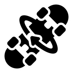 Flip skateboard trick glyph icon symbolizing skateboarding stunts and tricks