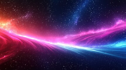 Naklejka premium Ethereal Cosmic Landscape with Bright Colors and Starry Background