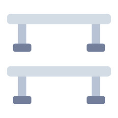 Flatrail obstacle flat icon symbolizing skateboarding tricks and park features