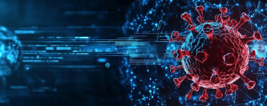 Microscopic virus digital rendering.