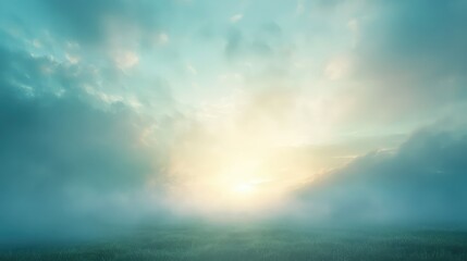 Obraz premium Ethereal Landscape with Soft Light and Wispy Clouds at Sunrise