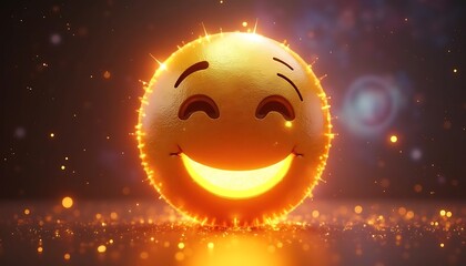 Glowing Emoticon: A 3D Render of a Happy, Winking Smiley Face