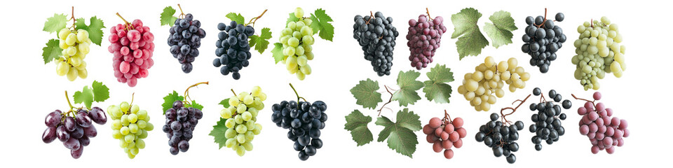 Obraz premium A row of grapes with different colors and sizes
