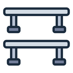 Flatrail obstacle filled line icon symbolizing skateboarding tricks and park features
