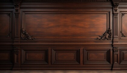 Ornate Dark Wood Wall Paneling: Classic Baroque Design