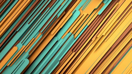 Obraz premium Abstract Diagonal Lines Art: Modern Geometric Design with Teal Orange Brown Hues