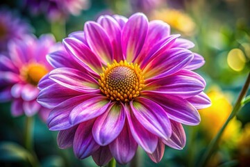 Pink Purple Watercolor Flower Painting, Vibrant Floral Art, Yellow Center, Botanical Illustration,  High Resolution Image