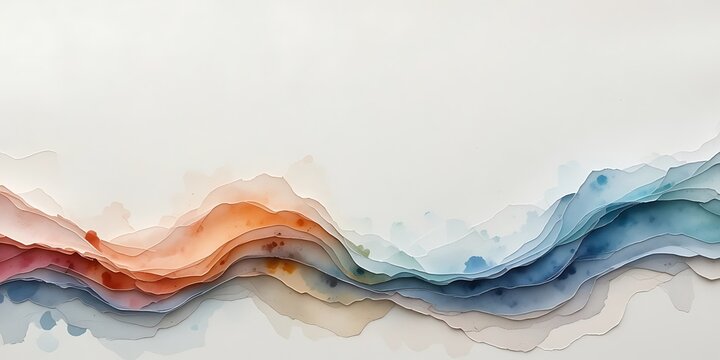 Layered Abstract Landscape in Blues and Oranges