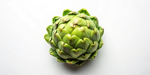 Obraz premium Stunning Close-up Drone Photography of Artichoke on a White Background for Culinary and Botanical Art Use