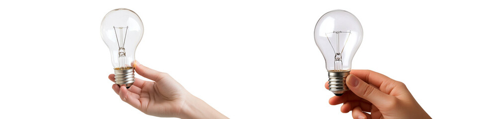 Two people holding light bulbs