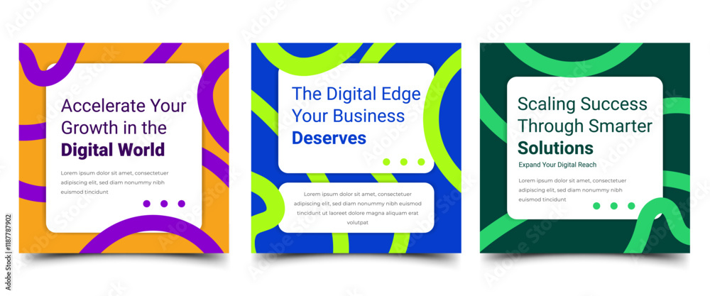 Wall mural modern and vibrant digital square banner set featuring dynamic abstract line designs. usable for soc