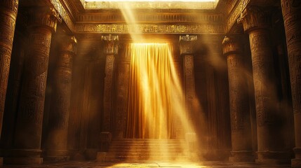 Fototapeta premium Elegant Ancient Temple with Golden Light and Mystical Atmosphere