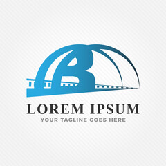 Famous bridge combined with initial letter B logo design template. Bridge logo design for business identity