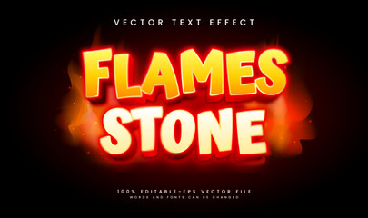 3d flame stone editable vector text effect, with red hot concept.
