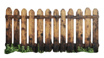 wooden fence isolated on white background 