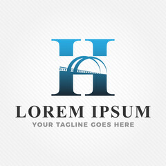 Famous bridge combined with initial letter H logo design template. Bridge logo design for business identity