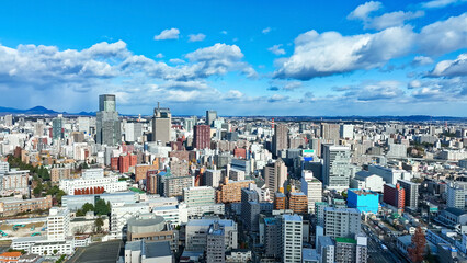 city, landscape, scenery, urban, town, society, drone, aerial view, blue sky, horizon, road,...