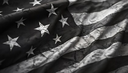 American Flag: Distressed Monochrome Drape