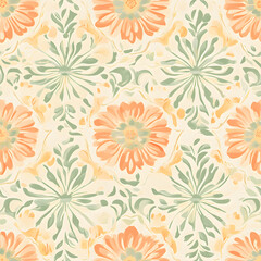 Fototapeta premium Creative Seamless Pattern 2D Doodle Floral Illustrations for wallpaper, card, tile.