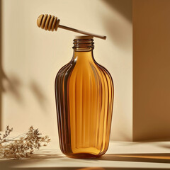 plastic oval honey bottle mock up product photography blank bottle with honey in it