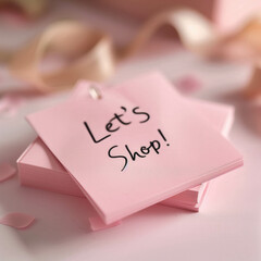 Let's Shop Pink Sticky Note Small Business