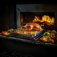 thanksgiving turkey coming out of the oven