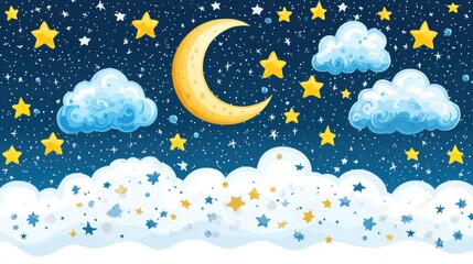 Adorable Night Sky with Stars and Moon