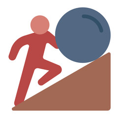 Climbing uphill flat icon representing hard work and perseverance