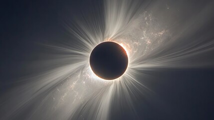 Obraz premium A dramatic solar eclipse with a glowing corona against a dark sky.