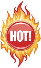 hot sale sign with flames ,hot text card art , sale price text sale label