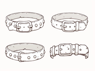 Vintage Dog Collars Illustrations
