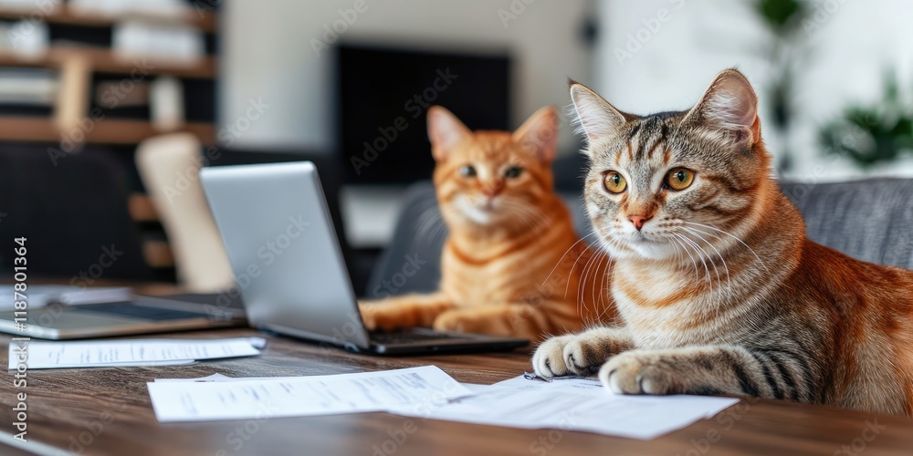 Aufkleber a business strategist leads a meeting with documents and laptops laid out on the table in a modern b