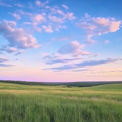 Obraz premium Sunset over green field. Summer landscape.