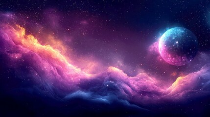 Obraz premium Cosmic Dreamscape: A Journey Through Vibrant Nebulae and Celestial Wonders