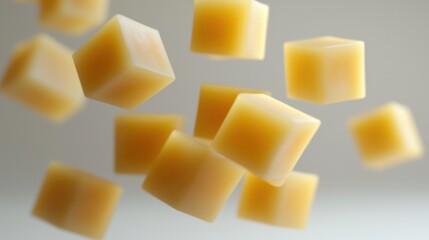 Floating Caramel Cubes: A Sweet Treat