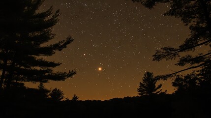 Naklejka premium A serene night sky featuring a crescent moon among scattered stars.