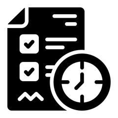 Time management glyph icon representing efficiency and organization