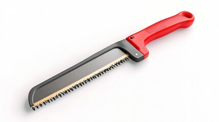 Fototapeta premium Red Handle Saw Isolated on a White Background for Easy Viewing